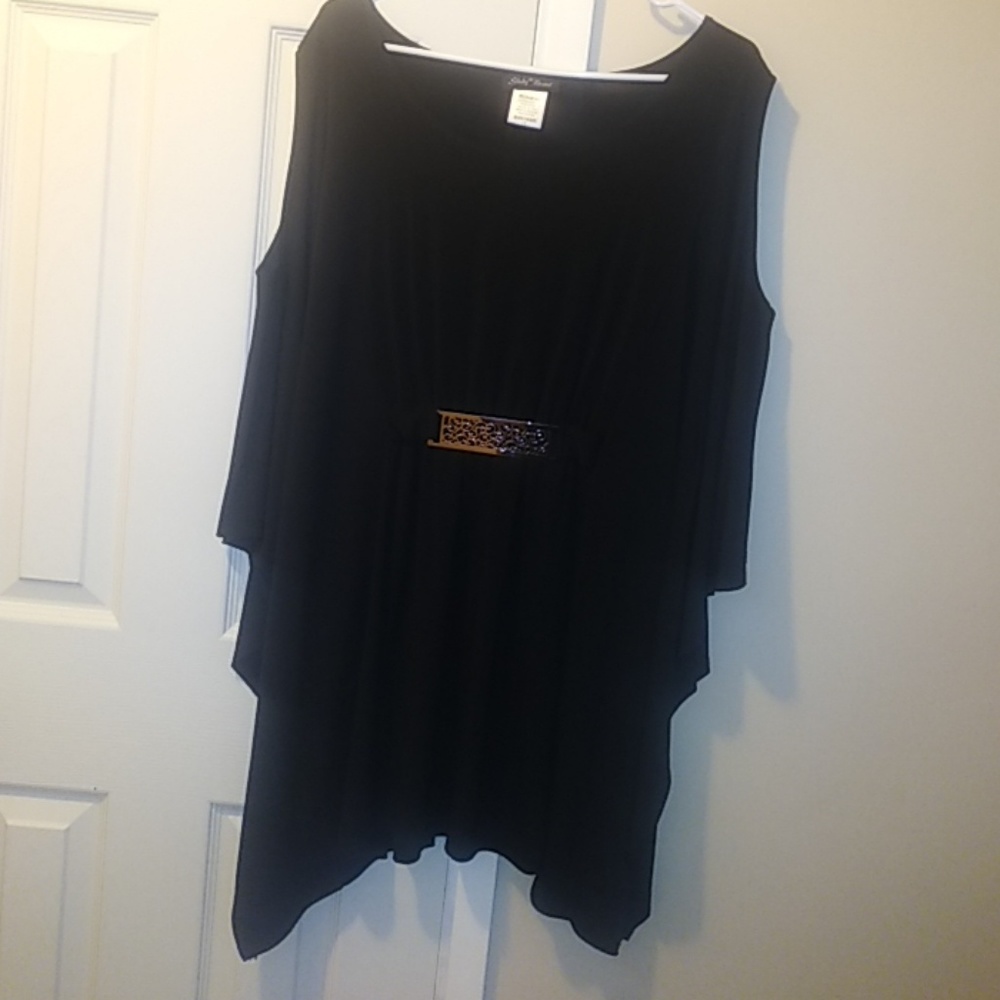 Black cold shoulder evening top